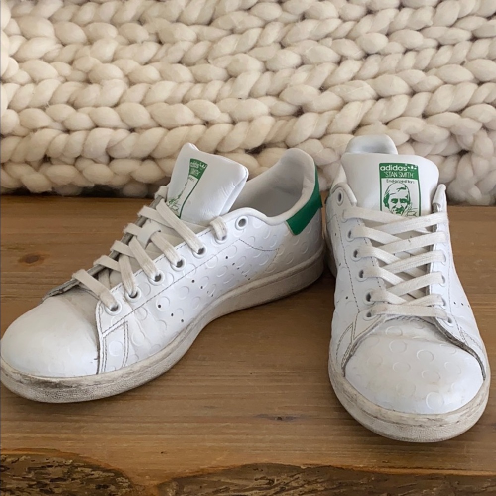adidas White and Green Stan Smith Sneakers